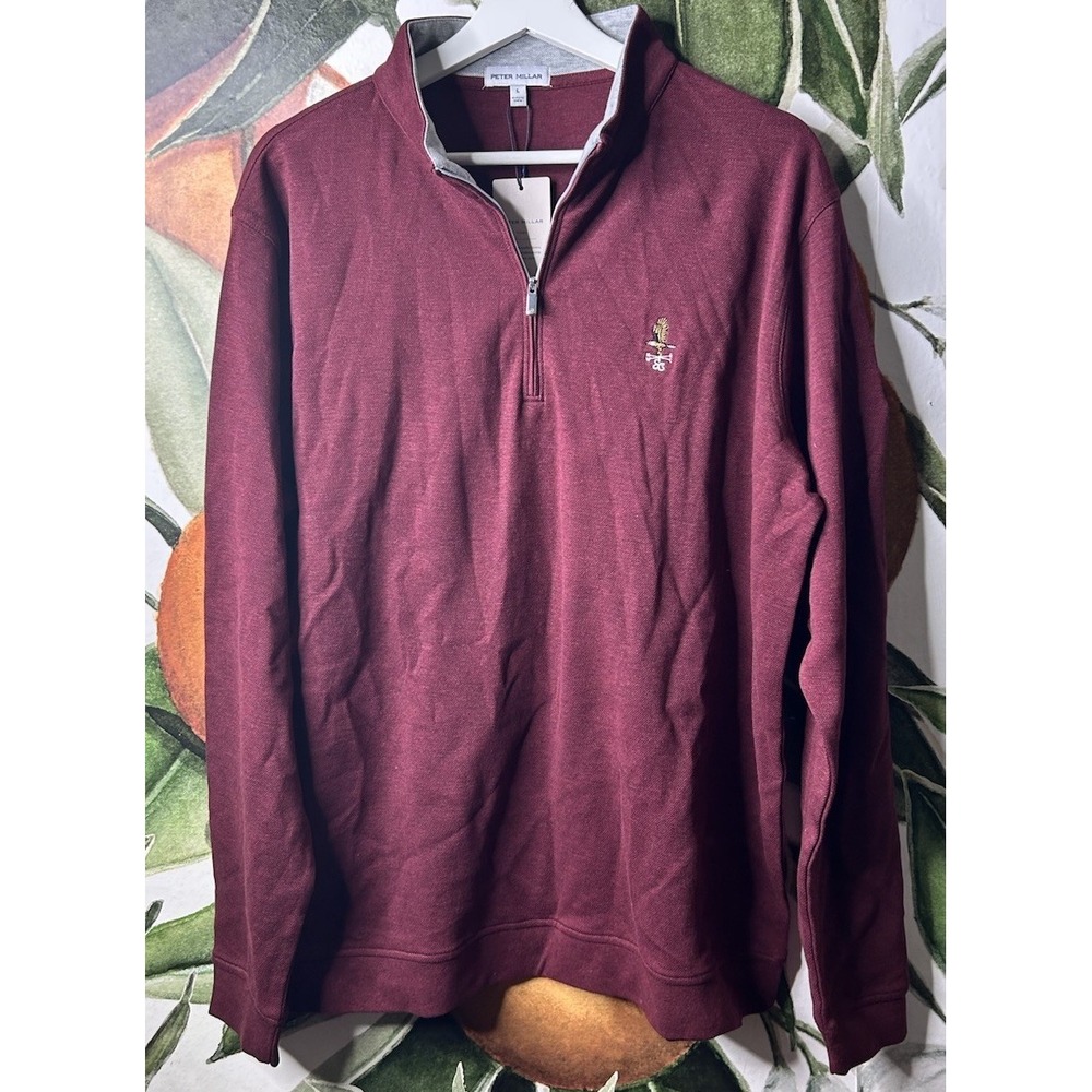 Peter Millar Large Burgundy Crown Comfort Quarter-Zip Pullover Long Sleeve NWT